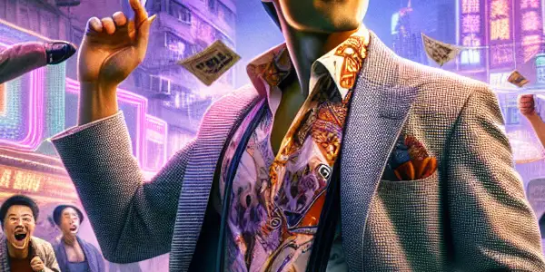 A vibrant 1990s Hong Kong street scene featuring actor Du Dewei surrounded by nostalgic cinema elements and enthusiastic fans.